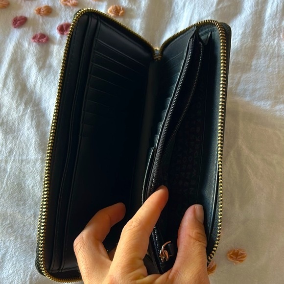 Kate Spade Anita Patterson Drive Leather Double Wallet Wristlet Clutch Black - Picture 5 of 5